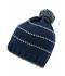 Unisexe Bonnet d'hiver tricoté avec pompon Marine/gris clair 10220
