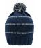 Unisexe Bonnet d'hiver tricoté avec pompon Marine/gris clair 10220